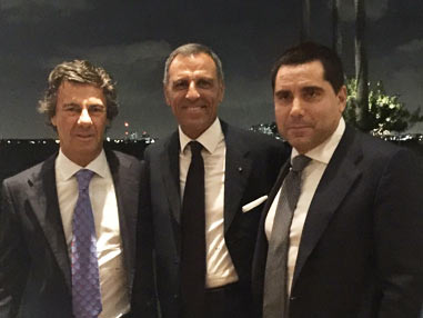 Eduardo Montefusco with businessmen Ugo Colombo and Riccardo Silva